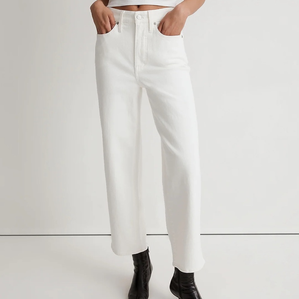 Madewell The Tall Perfect Vintage Wide-Leg Crop Jean In Tile White Size 26 NWT
